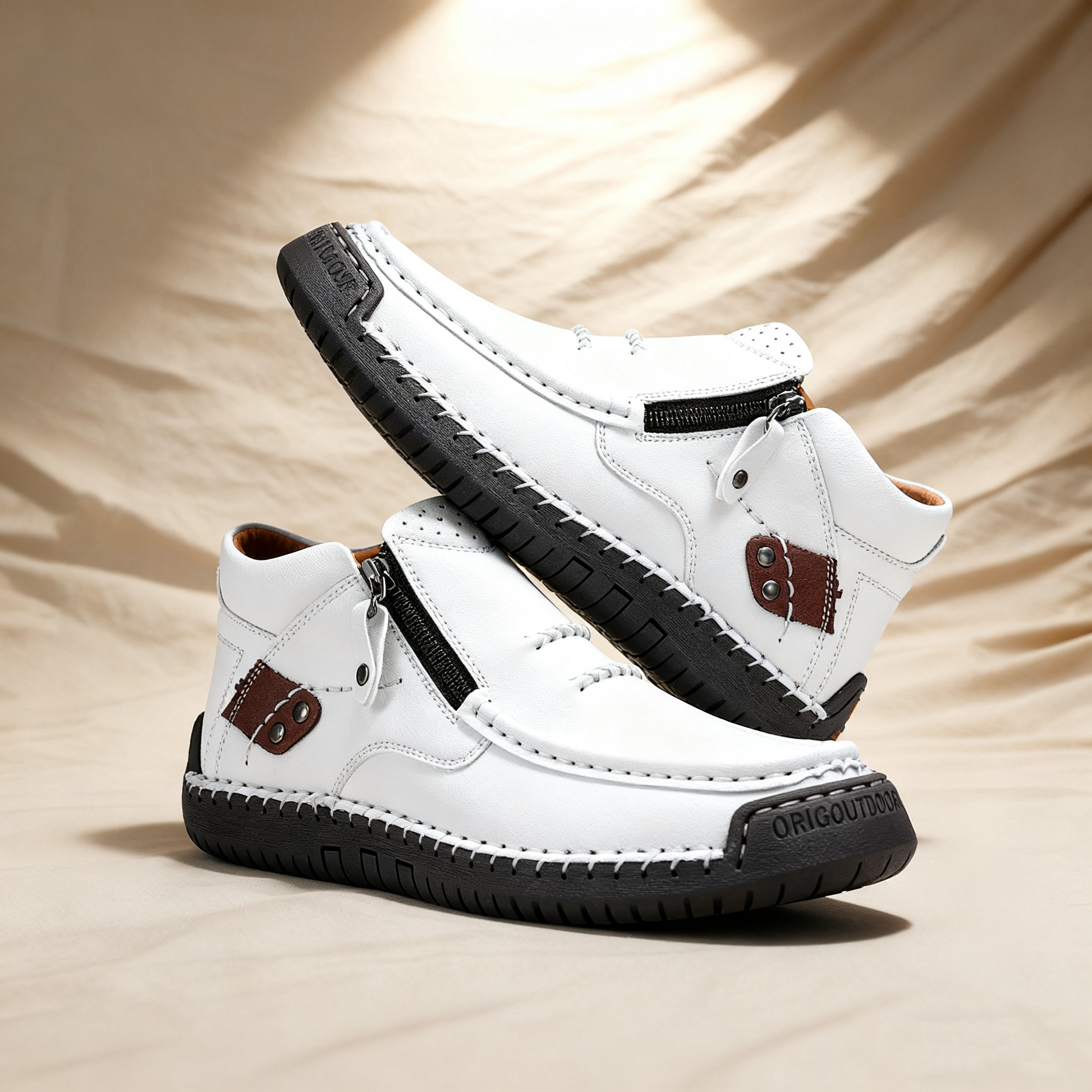 (⏰ Oferta por tempo limitado - 50% de desconto) - Sapatos de homem slip-on em pele premium feitos à mão - Biqueira larga, suporte para o arco do pé, impermeáveis, sola antiderrapante. Ideais para uso casual, viagens e atividades ao ar livre.