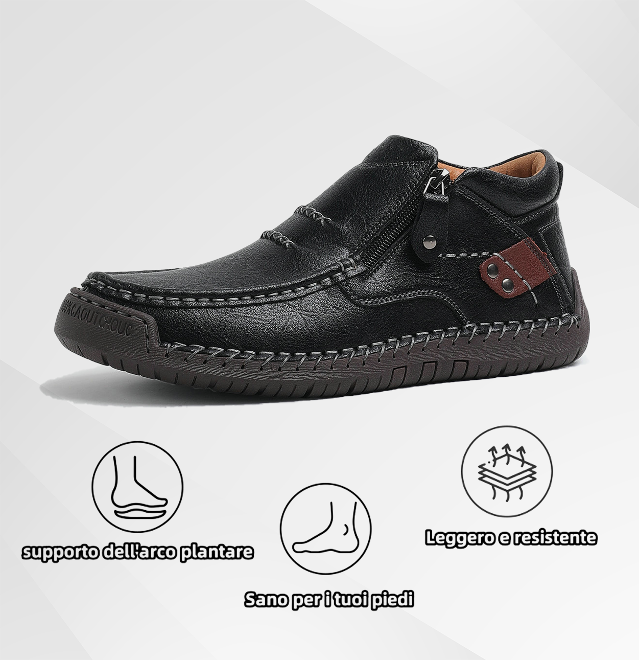(⏰ Oferta por tempo limitado - 50% de desconto) - Sapatos de homem slip-on em pele premium feitos à mão - Biqueira larga, suporte para o arco do pé, impermeáveis, sola antiderrapante. Ideais para uso casual, viagens e atividades ao ar livre.