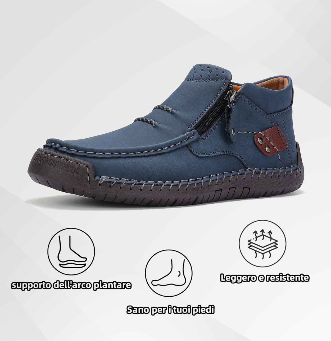 (⏰ Oferta por tempo limitado - 50% de desconto) - Sapatos de homem slip-on em pele premium feitos à mão - Biqueira larga, suporte para o arco do pé, impermeáveis, sola antiderrapante. Ideais para uso casual, viagens e atividades ao ar livre.