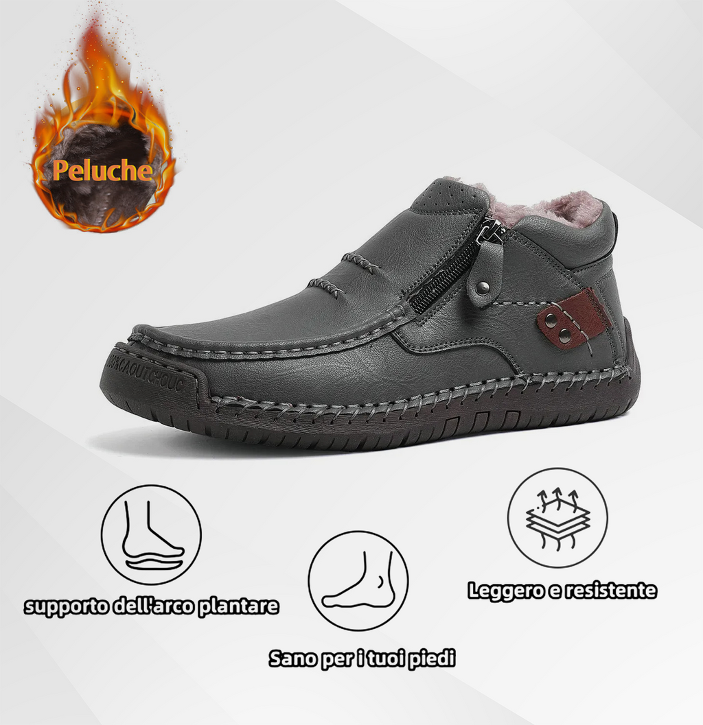 (⏰ Oferta por tempo limitado - 50% de desconto) - Sapatos de homem slip-on em pele premium feitos à mão - Biqueira larga, suporte para o arco do pé, impermeáveis, sola antiderrapante. Ideais para uso casual, viagens e atividades ao ar livre.